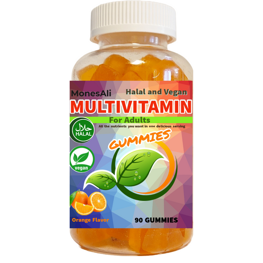 MonesAli Halal Multivitamin Supplement Gummies for Adults. Vegan. 90 Count